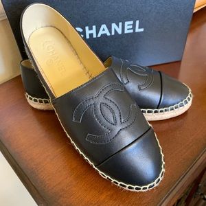 CLASSIC LEATHER LOGO BLACK ESPADRILLES